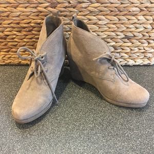 Dolce Vita Taupe Suede Wedge Booties